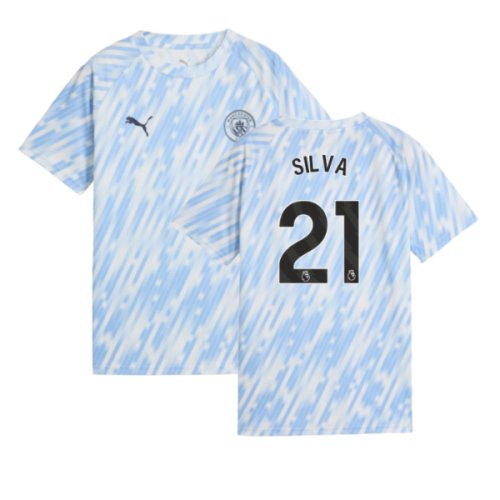 2025-2026 Man City Warm Up Jersey (Silver Sky) - Kids (Silva 21)