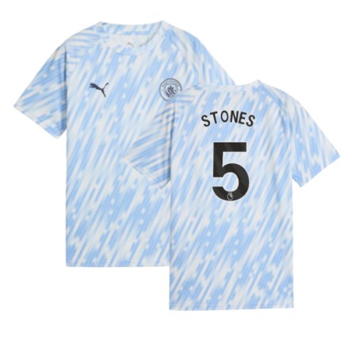 2025-2026 Man City Warm Up Jersey (Silver Sky) - Kids (Stones 5)