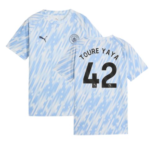 2025-2026 Man City Warm Up Jersey (Silver Sky) - Kids (Toure Yaya 42)