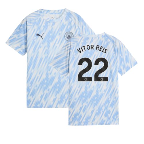 2025-2026 Man City Warm Up Jersey (Silver Sky) - Kids (Vitor Reis 22)