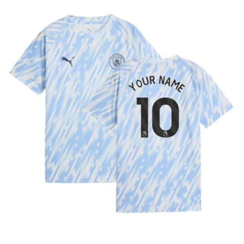 2025-2026 Man City Warm Up Jersey (Silver Sky) - Kids (Your Name)