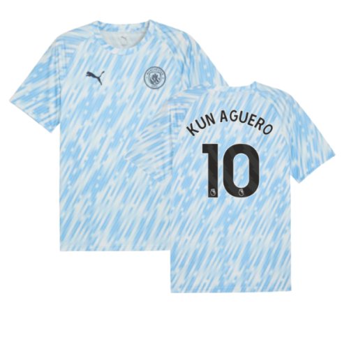 2025-2026 Man City Warm Up Jersey (Silver Sky) (Kun Aguero 10)
