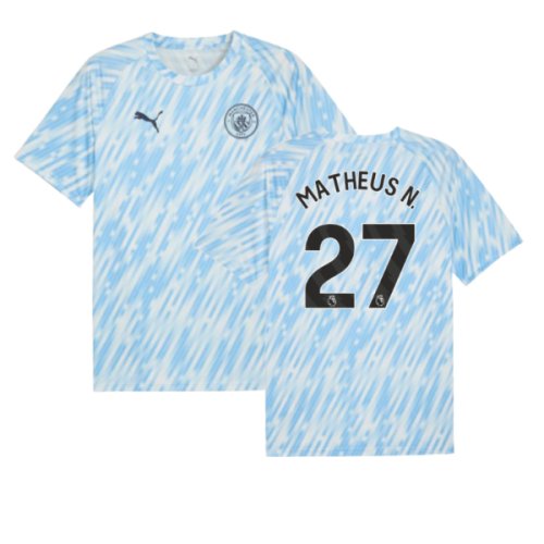 2025-2026 Man City Warm Up Jersey (Silver Sky) (Matheus N. 27)