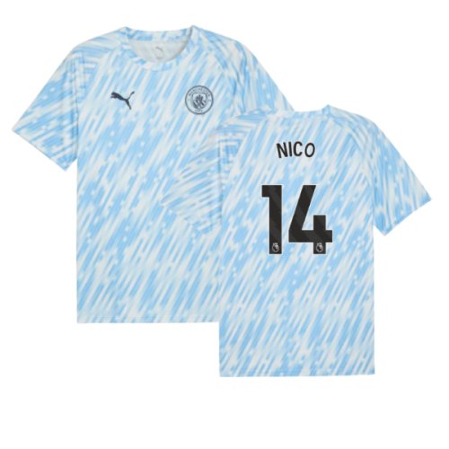 2025-2026 Man City Warm Up Jersey (Silver Sky) (Nico 14)