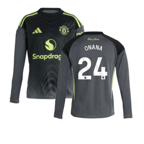 2025-2026 Man Utd Home Goalkeeper Shirt (Grey) - Kids (Onana 24)