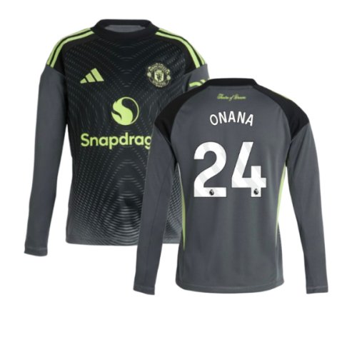 2025-2026 Man Utd Home Goalkeeper Shirt (Grey) - Kids (Onana 24)