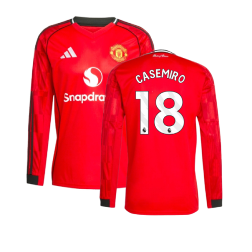 2025-2026 Man Utd Long Sleeve Home Shirt (Casemiro 18)