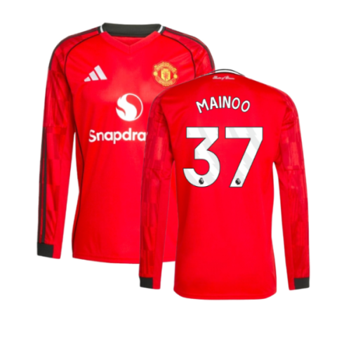 2025-2026 Man Utd Long Sleeve Home Shirt (Mainoo 37)