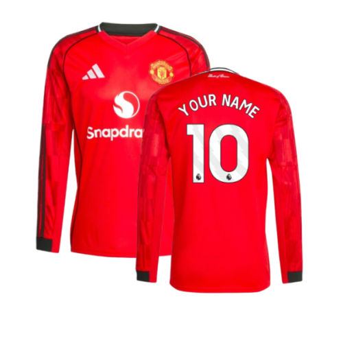 2025-2026 Man Utd Long Sleeve Home Shirt (Your Name)
