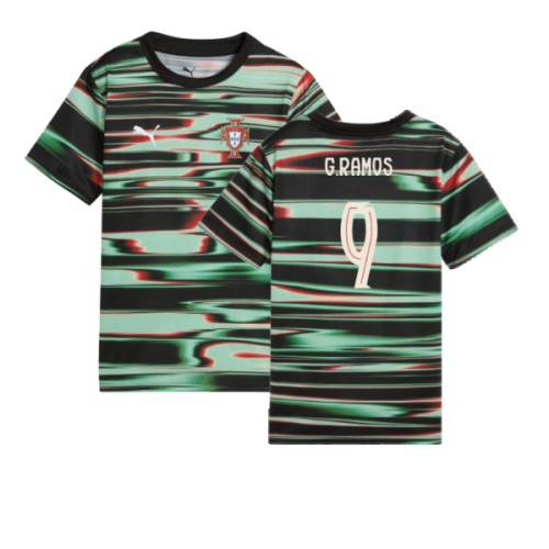 2025-2026 Portugal Prematch SS Jersey (Black) - Kids (G.Ramos 9)