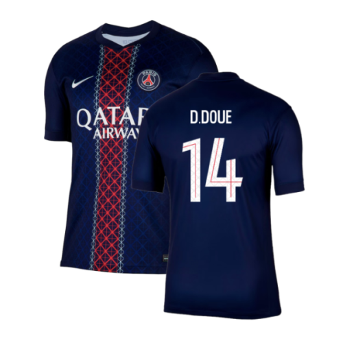 2025-2026 PSG Paris Saint Germain Home Shirt (D.Doue 14)