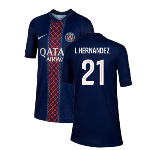 2025-2026 PSG Paris Saint Germain Home Shirt (Kids) (L.Hernandez 21)
