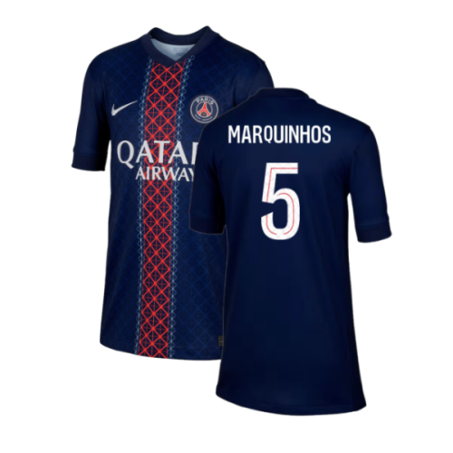 2025-2026 PSG Paris Saint Germain Home Shirt (Kids) (Marquinhos 5)