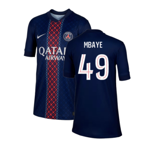2025-2026 PSG Paris Saint Germain Home Shirt (Kids) (Mbaye 49)