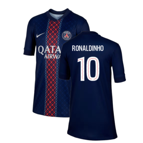 2025-2026 PSG Paris Saint Germain Home Shirt (Kids) (Ronaldinho 10)