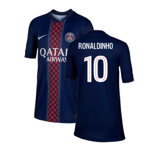 2025-2026 PSG Paris Saint Germain Home Shirt (Kids) (Ronaldinho 10)