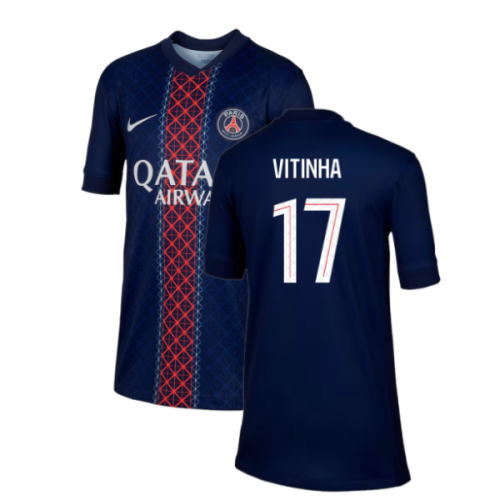 2025-2026 PSG Paris Saint Germain Home Shirt (Kids) (Vitinha 17)