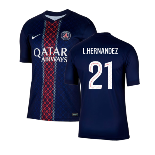 2025-2026 PSG Paris Saint Germain Home Shirt (L.Hernandez 21)