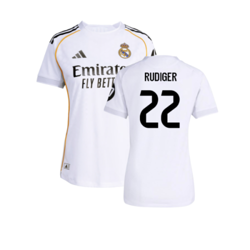 2025-2026 Real Madrid Authentic Home Shirt (Womens) (Rudiger 22)