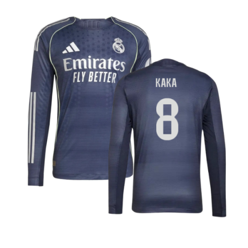 2025-2026 Real Madrid Authentic Long Sleeve Away Shirt (Kaka 8)