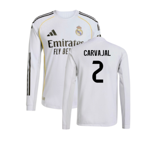 2025-2026 Real Madrid Authentic Long Sleeve Home Shirt (Carvajal 2)