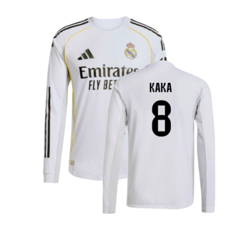 2025-2026 Real Madrid Authentic Long Sleeve Home Shirt (Kaka 8)