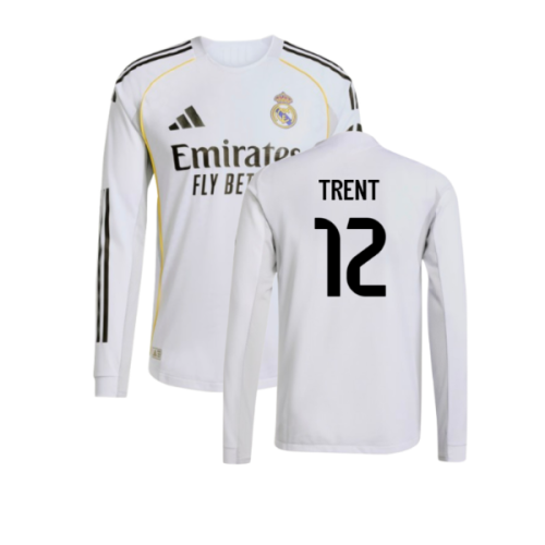 2025-2026 Real Madrid Authentic Long Sleeve Home Shirt (Trent 12)