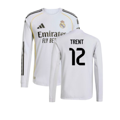 2025-2026 Real Madrid Authentic Long Sleeve Home Shirt (Trent 12)