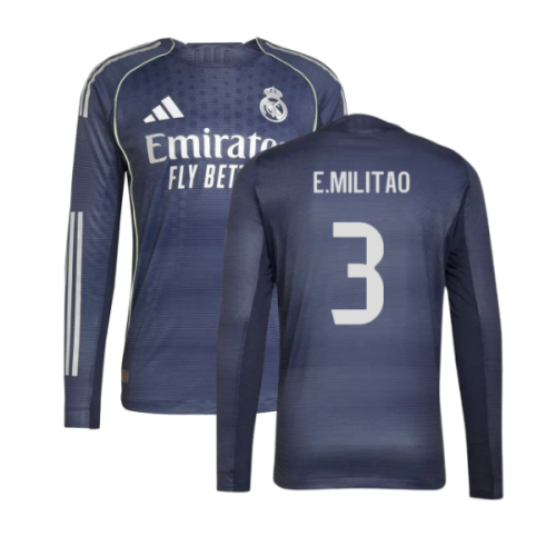 2025-2026 Real Madrid Long Sleeve Away Shirt (E.Militao 3)