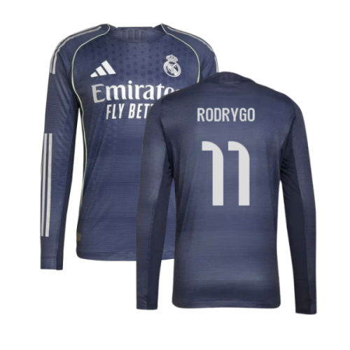 2025-2026 Real Madrid Long Sleeve Away Shirt (Rodrygo 11)