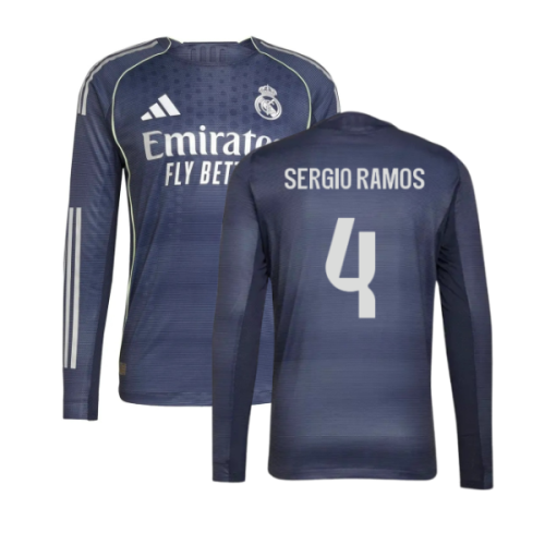 2025-2026 Real Madrid Long Sleeve Away Shirt (Sergio Ramos 4)