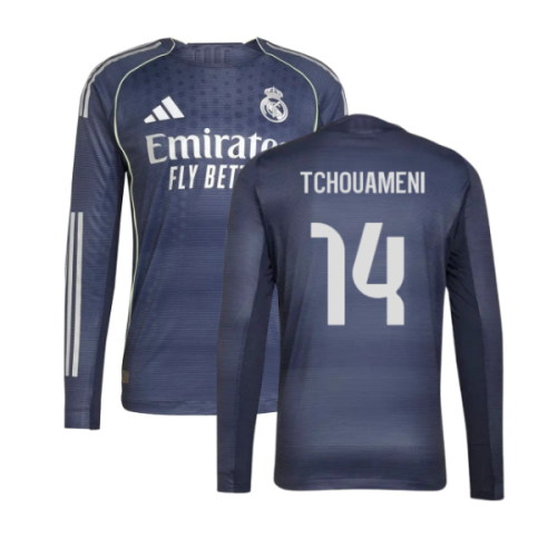 2025-2026 Real Madrid Long Sleeve Away Shirt (Tchouameni 14)