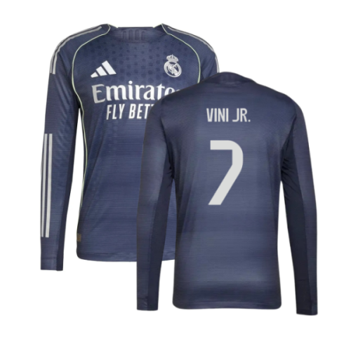 2025-2026 Real Madrid Long Sleeve Away Shirt (Vini Jr. 7)