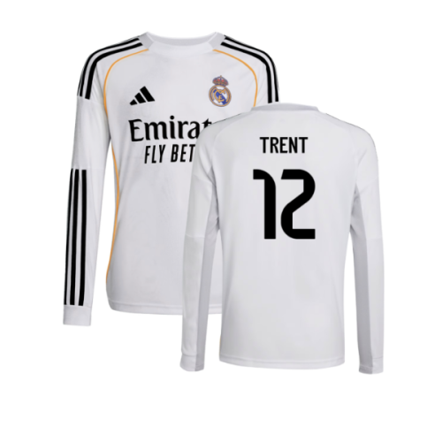 2025-2026 Real Madrid Long Sleeve Home Shirt (Kids) (Trent 12)