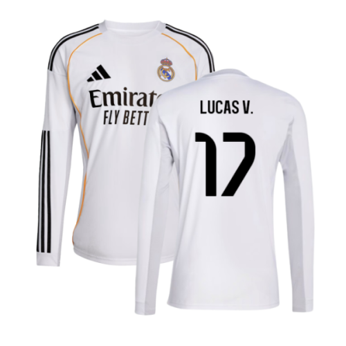 2025-2026 Real Madrid Long Sleeve Home Shirt (Lucas V. 17)