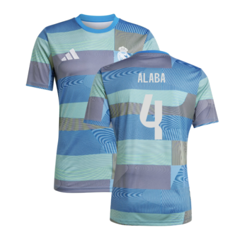 2025-2026 Real Madrid Pre-Match Shirt (Blue) (Alaba 4)