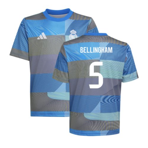 2025-2026 Real Madrid Pre-Match Shirt (Blue) - Kids (Bellingham 5)