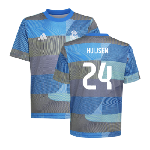 2025-2026 Real Madrid Pre-Match Shirt (Blue) - Kids (Huijsen 24)