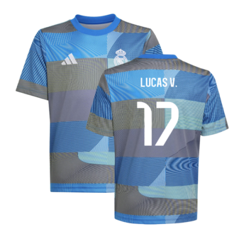 2025-2026 Real Madrid Pre-Match Shirt (Blue) - Kids (Lucas V. 17)