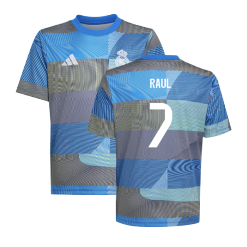2025-2026 Real Madrid Pre-Match Shirt (Blue) - Kids (Raul 7)