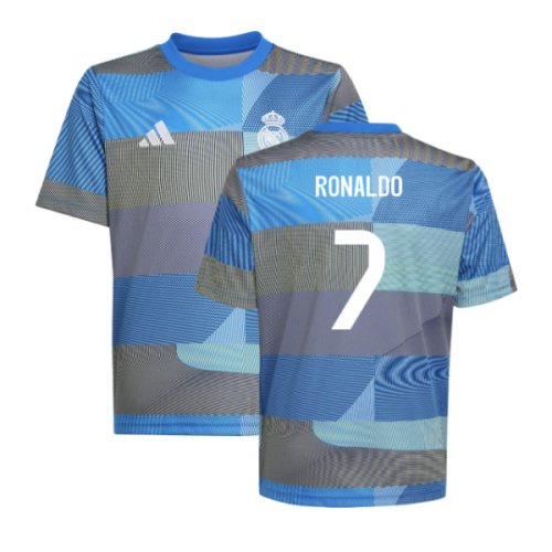 2025-2026 Real Madrid Pre-Match Shirt (Blue) - Kids (Ronaldo 7)