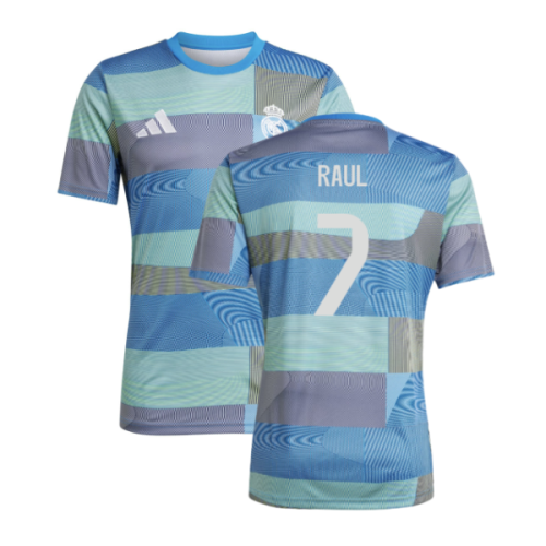 2025-2026 Real Madrid Pre-Match Shirt (Blue) (Raul 7)