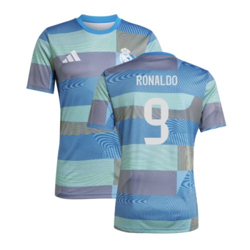 2025-2026 Real Madrid Pre-Match Shirt (Blue) (Ronaldo 9)