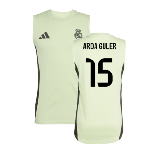 2025-2026 Real Madrid Sleeveless Training Jersey (Almost Lime) (Arda Guler 15)