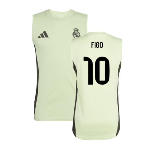 2025-2026 Real Madrid Sleeveless Training Jersey (Almost Lime) (Figo 10)