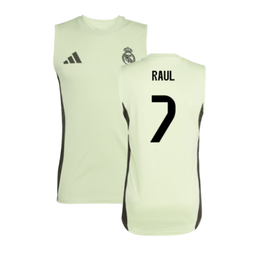 2025-2026 Real Madrid Sleeveless Training Jersey (Almost Lime) (Raul 7)