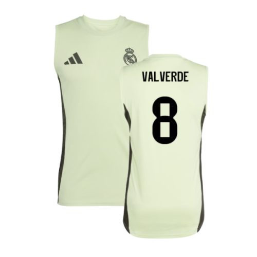 2025-2026 Real Madrid Sleeveless Training Jersey (Almost Lime) (Valverde 8)