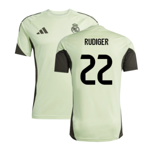 2025-2026 Real Madrid Training Jersey (Almost Lime) (Rudiger 22)
