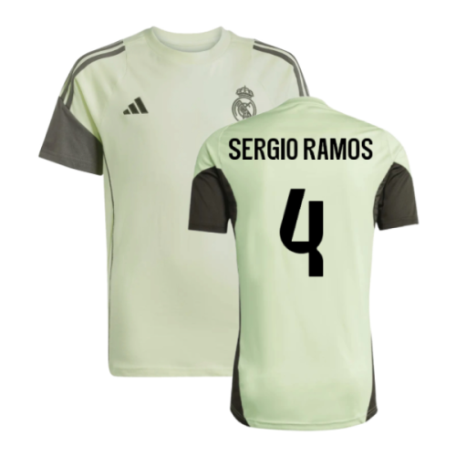 2025-2026 Real Madrid Training Tee (Almost Lime) - Kids (Sergio Ramos 4)