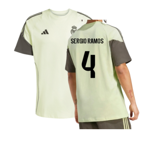 2025-2026 Real Madrid Training Tee (Almost Lime) (Sergio Ramos 4)
